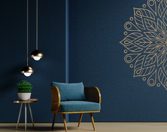 Autocollant Mural Mandala Demi-cercle - Décalcomanie Yoga Boho Méditation - Personnalisable Couleur - Oracal