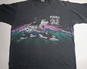 Vintage SEA WORLD SHAMU Killer Whale T-Shirt Wrap Around Anvil Men 39 s Size Large