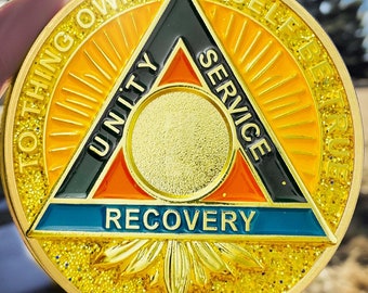 Sobriety AA Medallion: Customizable Year, Serenity Prayer Coin