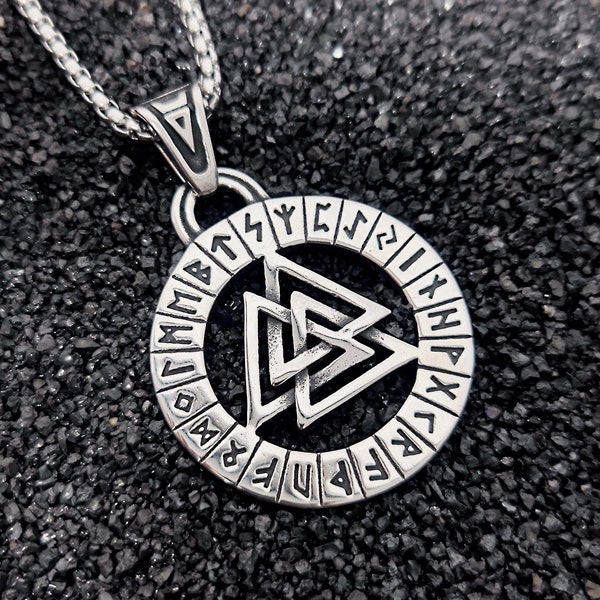 Valknut Viking Necklace - Norse Necklace - Mjolnir Necklace - Viking Protection Amulet - Valknut - Odin Necklace Pendant - Gift for Him/Her