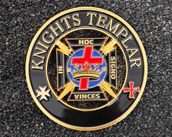 Knight Templar Round Car Emblem Conchos - Masonic Car Emblem Conchos - Black Templar - Auto Emblem Conchos - Knight Templar Gifts