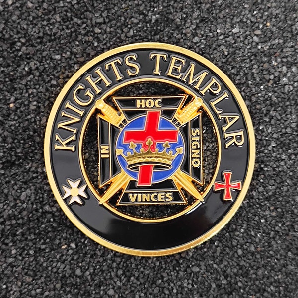 Knight Templar Round Car Emblem Conchos - Masonic Car Emblem Conchos - Black Templar - Auto Emblem Conchos - Knight Templar Gifts