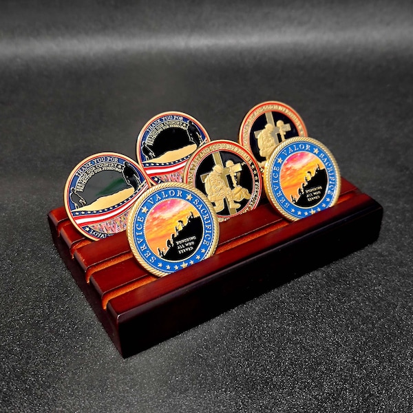 Challenge Coin Display - 4 Row Display Stand - Challenge Coin Holder - Gifts for Him/Her/Father/Son