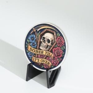Sober Till It’s Over AA Chip The Serenity Prayer Sobriety Token-Customizable Sobriety Coin One Day at a Time Gifts for Men & Women