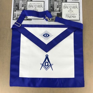 Masonic Apron Regalia with Square & Compass Emblem and G - Freemason White Leather Apron with Embroidered Symbolism | Freemasonry Apron