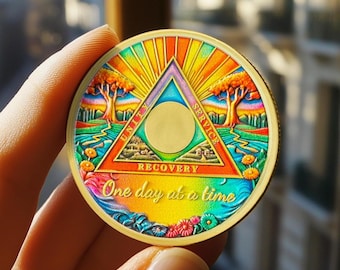 Custom Sobriety AA-munt: herstelcadeau sprookjesbos