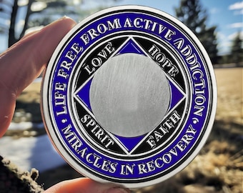 Customizable NA Sobriety Coin: Silver Plated Recovery Medallion