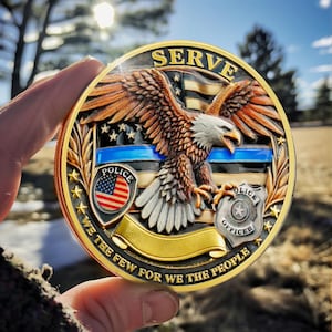 Guardians of Justice Police Officer Challenge Coin - Thin Blue Line Gift
