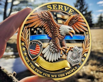 Guardians of Justice Police Officer Challenge Coin - Thin Blue Line Gift