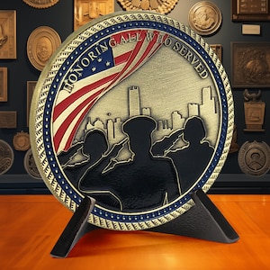 Military Veteran Challenge Coin - Veterans Day Gift - Honoring All Veterans Thank You Prayer Coin - Army Retirement Gift