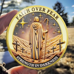 Psalm 23:4 - The Shepherd&#39;s Footsteps Coin - A Symbol of Devotion &  Bible Verses Pocket Token Christian Challenge Coin Gift for him/her