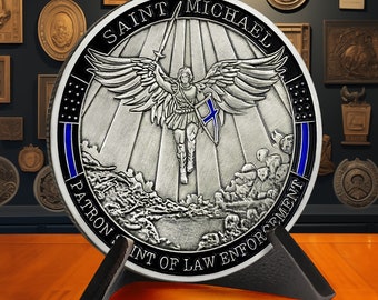 Police Challenge Coin - Saint Michael The Archangel Coin - Police Badge Coin - Law Enforcement Gifts for Her/ Son/ Dad - Collectible coin