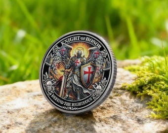 Symbol of Courage Knight Challenge Coin – A Symbol of Courage, Faith & Protection Gift Catholic Faith Collectible Gift