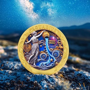 Aquarius of the Zodiac Signs Astrology Chip Customizable Astrological Gifts Birthday Gifts  Aquarius Medallions Zodiac Gifts for Men & Women