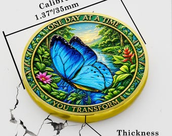 Begin Again: One Day at a Time Transformation Coin  AA Sober Chip -Daily Sober Medallions AA Gifts for Men & Women