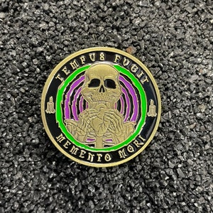 thumbnail image 2 of Amor Fati Memento Vivere 3D Skull Challenge Coin – Stoic Practice Gift, Zinc Alloy, Red Copper Plated 2 of 6