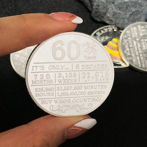 60th Happy Birthday Coin, 60th Birthday Gift for Grandma/Grandpa/Women/Men/Mother/Father/Wife/Husband/Sisters, 60th Birthday Party Favors
