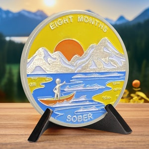 8 Months Sobriety Coin - AA Chip (1-12 Months) - AA Medallion and Prayer in Recovery - Alcoholics Anonymous Monthly Celebrate Gift