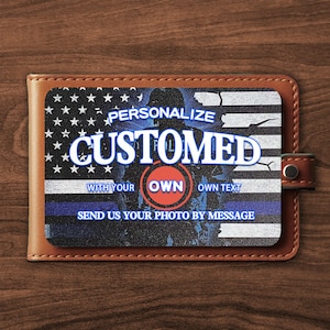 Insert personnalisé pour carte-cadeau police - fine ligne bleue - carte portefeuille personnalisée prière police - cadeaux police retraite - cadeau vacances pour lui/elle
