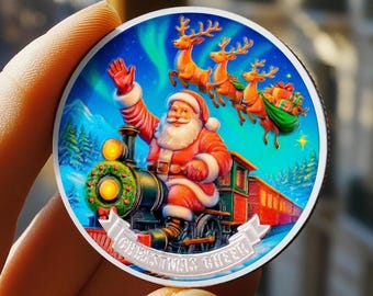 Christmas Express Challenge Coin Christmas Greetings Badge Happy New Year Token Merry Christmas Gift Coin - Xmas Decor Ornament Tokens