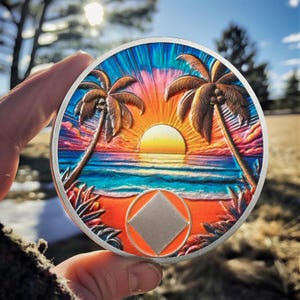 Sunrise Beach NA Chip Customizable year Sobriety Coin-Daily Sober Medallions One Day at a Time Gifts for Men & Women