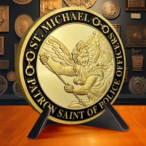 Police Challenge Coin - St Michael Coin - Police Officers Prayer Coins - Law Enforcement Gifts for Him/ Her/ Father/ Son/ Police Department
