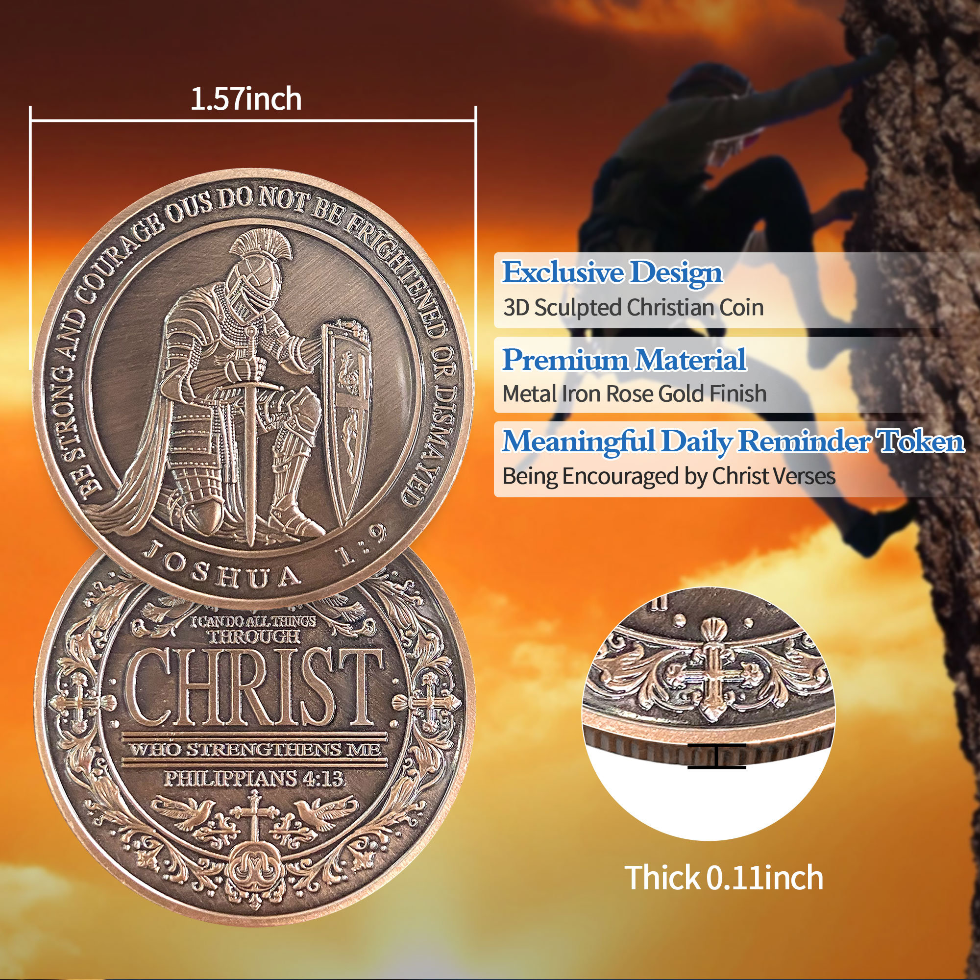 Christian Challenge Coin - Bible Verses Encouragement Pocket Token ...