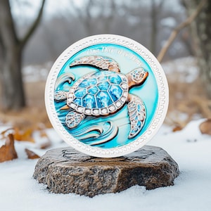 AA Sobriety Coin: The Steady Journey, Tranquil Seas Turtle Medallion