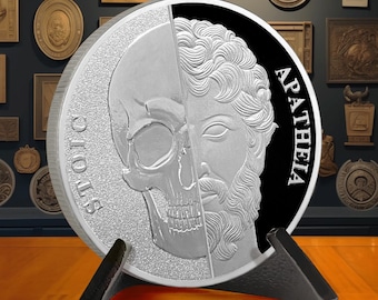 Memento Mori Coin: Asymmetrical Skull, Marcus Aurelius, Stoic Gift