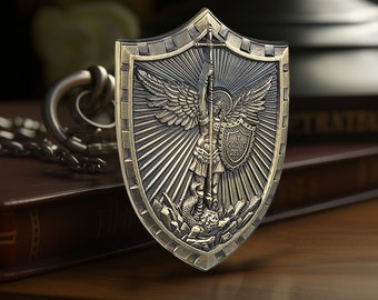 Archangel St Michael Challenge Coin - Guardian Angel Shield Cross Sword  Prayer Gifts for Police/ Law Enforcement/ Him/ Her/ Men/ Women