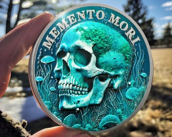Pièce Memento Mori : crâne des grands fonds marins, rappel stoïque