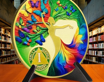 1-40 Year Sobriety Coin - Dancing Women AA Chip - Sober Anniversary Token Recovery Gifts - Alcoholics Anonymous Celebrate Medallions