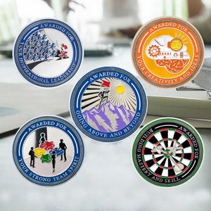 5 in 1 Employee Challenge Coins Set - Corporate Staff Work Award Coin - Company Recongnition Appreciation Gift