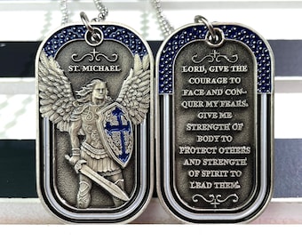 St Michael Archangel Pendant - Police Challenge Coins - Saint Michael Dog Tag Necklace for Men Women - Law Enforcement Gifts for Him/ Her