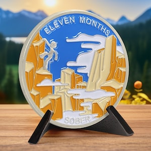 11 Month Sobriety Coin - AA Chip (1-12 Months) - AA Medallion and Prayer in Recovery - Alcoholics Anonymous Monthly Celebrate Gift