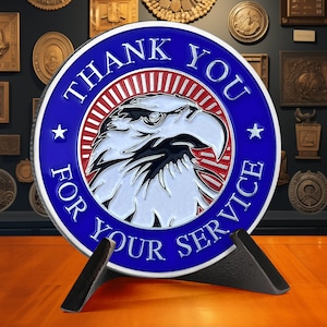 Military Veteran Challenge Coin - Eagle and American Flag Coin - Thank You Veterans - Veterans Day Gift