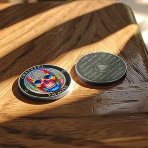 1-40 Jahre Nüchterne AA-Münze - Regenbogen-Totenkopf-Nüchternheitsmünze - Serenity-Gebets-Recovery-Chip-Sammlung und nüchterne Geschenke für Sie / Ihn Bild 5