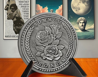 Memento Mori Coins - Summum Bonum - Marcus Aurelius - Stoic coin - Encouragement Token Coin - Stoic Gift for Her/Him