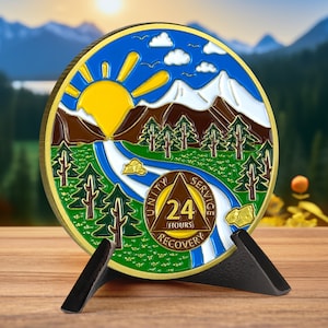 One Day Sobriety Coin(24 Hours) - AA Medallion Recovery Chips - 1 Day Sober Milestone Encouragement Token