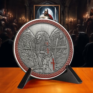 Knights Templar Challenge Coin - The Knight and The Lion of Judah Coin - Black Templar - Red Cross - Brotherhood Token - Gift for Him
