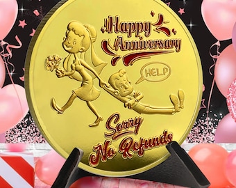 Moneda de aniversario divertida: regalo humorístico para esposa, esposo y pareja