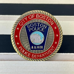 Police Challenge Coin - Boston Police Department Collectible Coins - Law Enforcement Prayer Gifts for Him/Her/Son - Police Pocket Coin