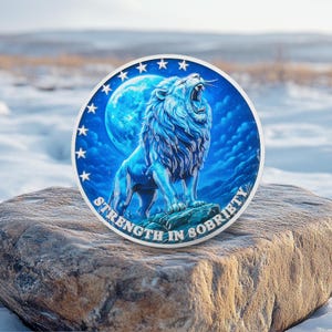 Night Lion of the Moon AA Chip Customizable year Soul Cleansing Sobriety Coin-Daily Sober Medallions One Day at a Time Gifts for Men & Women
