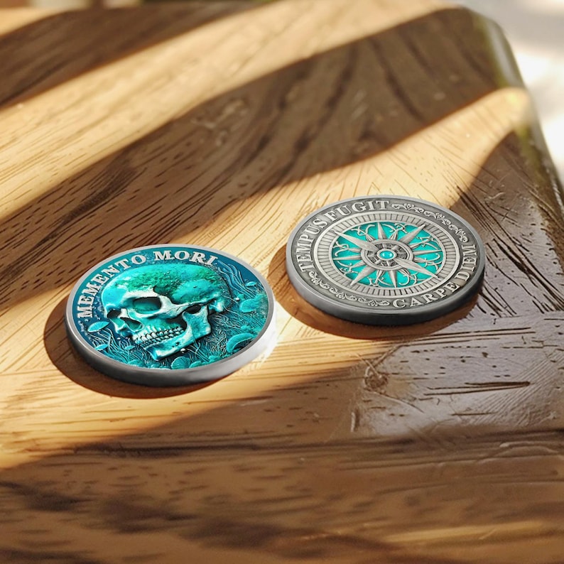 Memento Mori Coin: Deep-Sea Skull, Stoic Reminder image 6