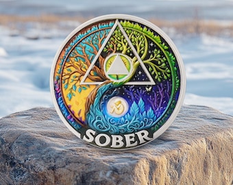 Day-night cycle AA Chip Customizable year Strength and Growth Sobriety Coin-Daily Sober Medallions One Day at a Time Gifts for Men & Women