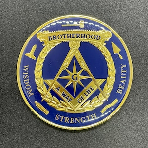 Masonic Car Emblem Brotherhood 3 Virtues Conchos - Freemasonry Square and Compass Auto Decor - Freemason Car Decal Sticker