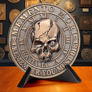 Moneda Momento Mori - Moneda estoica portátil de bolsillo Memento Vivere - Regalo estoico para un amigo/hijo/él/ella