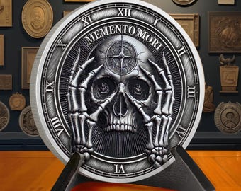 Memento Mori Skull Coin: Silver Plated Stoic Reminder Token