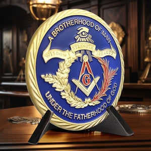 Masonic Commemorative Coin - A Brotherhood of Man - Masonic Tools and Virtues - Freeamson Gifts for Men/Women