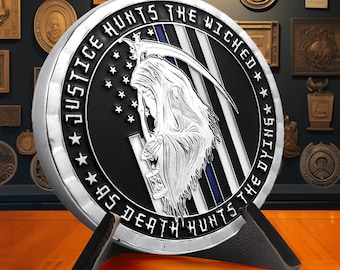 Police Officer Challenge Coin - Thin Blue Line Coin - Police Academy Graduation Gifts - Law Enforcement Gifts for Him/ Her/ Son/ Dad/ Police